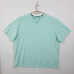 Tommy Bahama Henley T-Shirt Mens 2XLB Mint Green IslandZone UPF 30 Slub